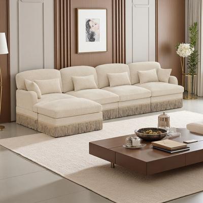 ZWYO HOSIMU "131"" Modern L-Shaped Modular Sectional Sofa with Movable Ottoman, Ergonomic Back and Seat Design for Living Room"