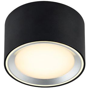 Nordlux Deckenleuchte Fallon, schwarz, LED, Ø 10 cm, 5,5 Watt / 500 Lumen, dimmbar, warmweiß