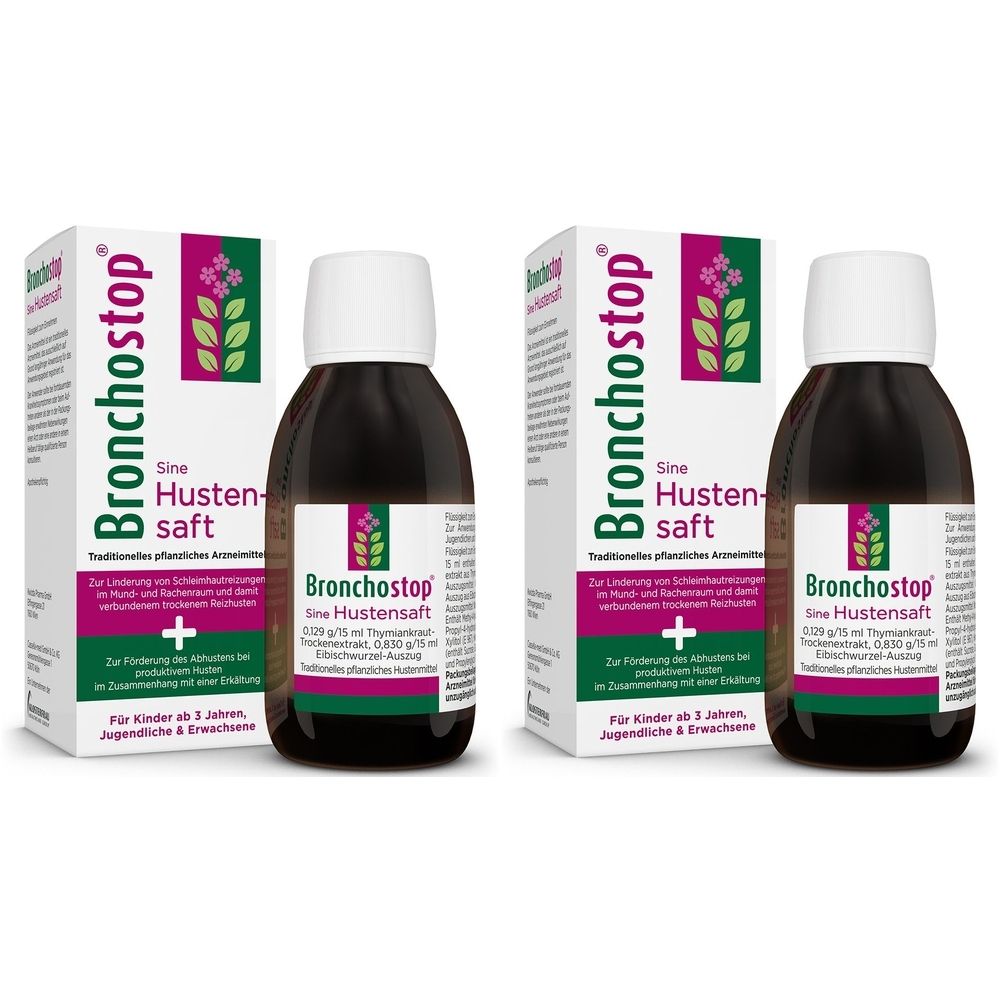 Bronchostop Sine Hustensaft 2x 2x200 ml Flüssigkeit zum Einnehmen
