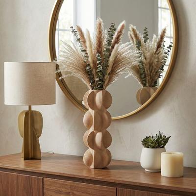 Sagebrook Home Decorative Vase - Tan Ceramic 3D Printed Textured