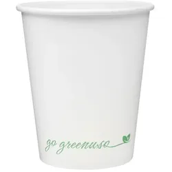 MONOUSO - Weißer Pappbecher "Go Green" 8Oz/240ml Ø8,0cm (50 Stück)