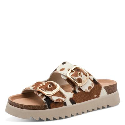 Pantolette TAMARIS, Damen, Gr. 36, Synthetik, animal druck, Leder, kontrastfarbene Details, Schuhe Pantolette, Sommerschuh, Schlupfschuh mit angesagtem Kuhmuster