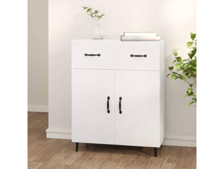 RJPLMFV Anrichte, weiß, 69,5 x 34 x 90 cm, Holz, Technik 2 Türen, 2 Schubladen, geräumige Aufbewahrung, elegantes Design, leicht zu reinigen