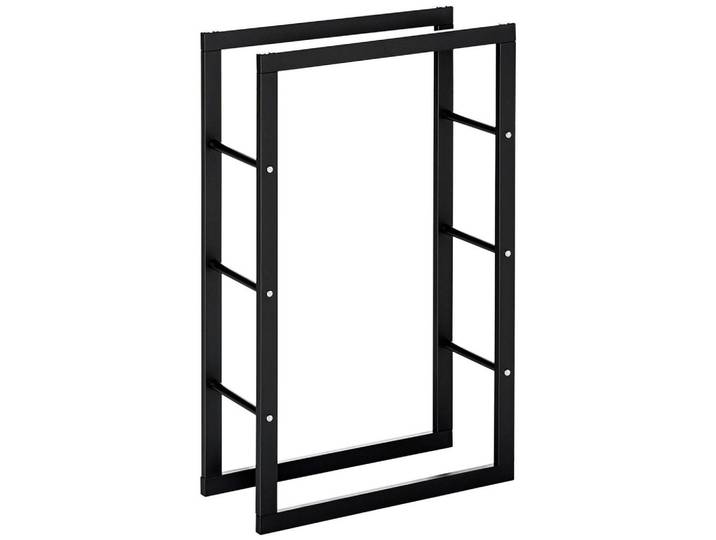 ComfortXL Kaminholzregal De-18349 100 kg belastbar, zeitgenössisches Design Schwarz, Metall, 25x100x60 cm, Kleinmöbel, Kamine & Zubehör, Kaminholzregale