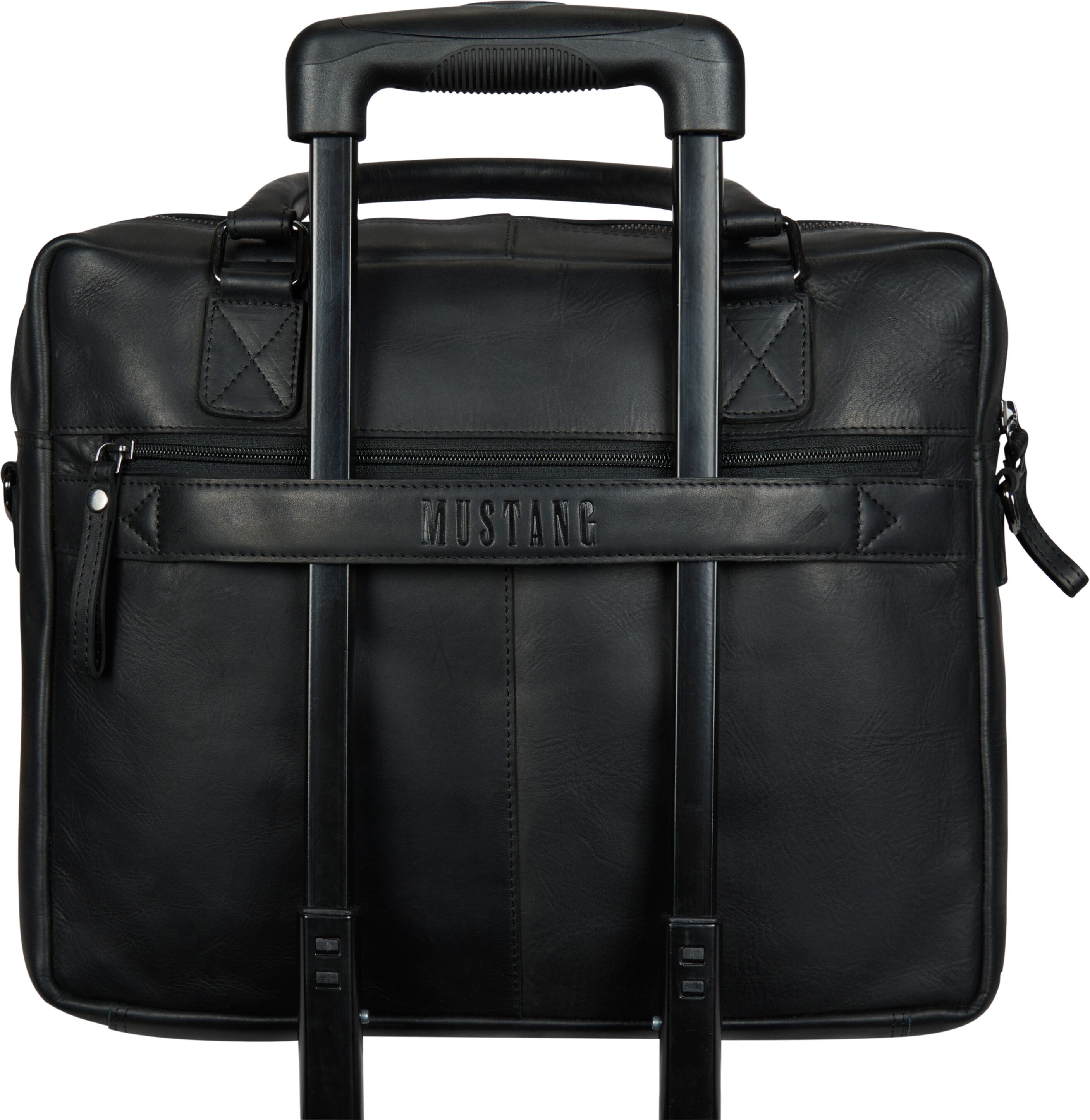 Dokumententasche MUSTANG "Valencia", Herren, Gr. B/H/T: 35cm x 25cm x 8cm, schwarz, Leder, Taschen, Men Businesstasche, Reisetasche mit auffälliger Logoprägung