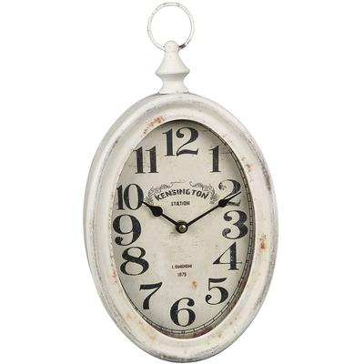 Wanduhr AMBIENTE HAUS "Antikweiss Wanduhr aus metall 28cm", weiß, B:27cm H:28cm T:6cm, Wanduhren, Wanduhr