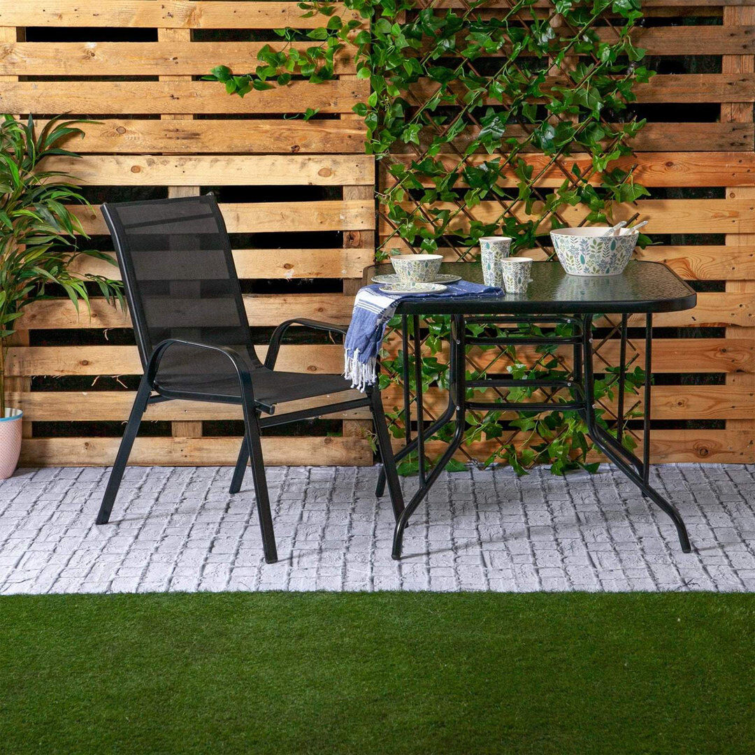 Harbour Housewares Outdoor Patio Dining Armchair Black 92cm H X 53cm W X 92cm D