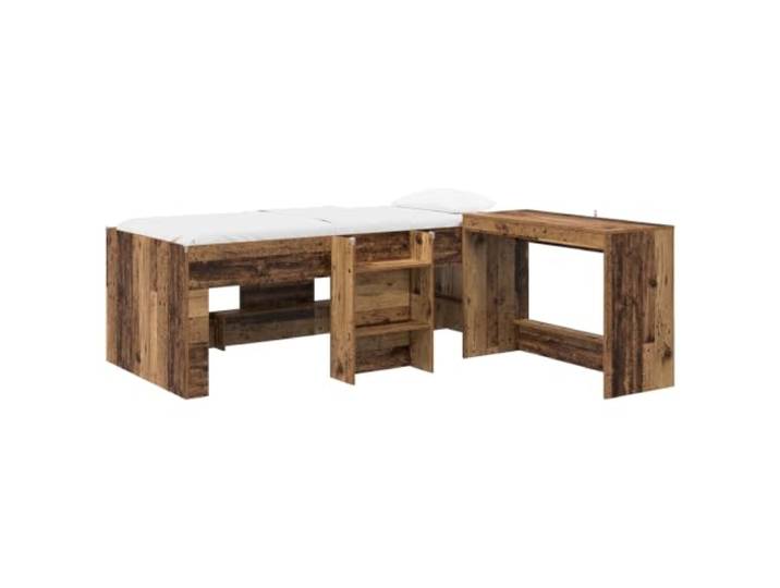 Keeushr Hochbett mit Schreibtisch für 2 STK. Altholz Holzwerkstoff Platzsparend,modernes Design,integrierter Arbeitsplatz,feuchtes Tuch Reinigung,langlebige Struktur