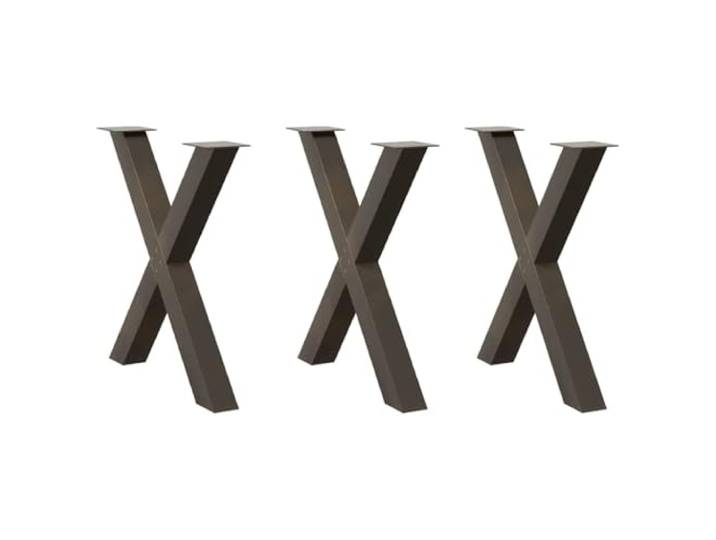 HGDFWRQW Tischgestell X-Form 3er Set Naturstahl Tischbeine 80x73 cm Robuste X-Kufen mit Bodenausgleich für DIY-Möbel in Küche, Arbeitszimmer oder Wohnbereich, inklusive Montagematerial.