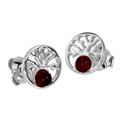 Paar Ohrstecker OSTSEE-SCHMUCK "Ostsee-Schmuck Ohrstecker Lebensbaum Ohrstecker Lebensbaum", weiß, Ohrringe, Damen, 9 x 8mm, Silber 925 (Sterlingsilber)