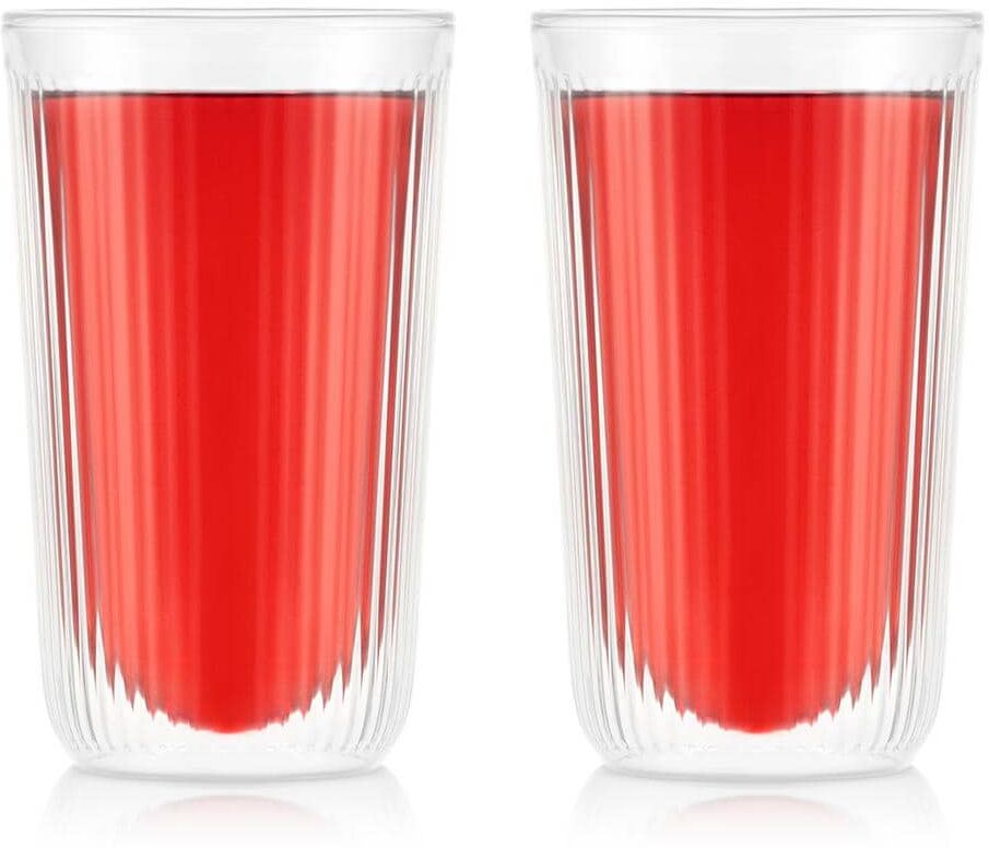 Glas BODUM "Douro 2er Set", transparent, B:8,6cm H:14,2cm, Glas, Silikon, Trinkgefässe, Glas transparent 14,2cm, 350ml