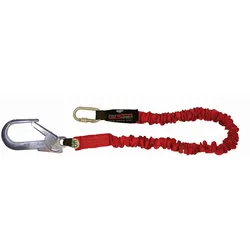 3M PROTECTA Pro Stretch Verbindungsmittel mit Bandfalldämpfer, Länge: 2,0 m, Stahl-Schraub-Karabiner AJ501 Öffnungsweite 17 mm , Aluminium-Gerüsthaken AJ527 Öffnungsweite 60 mm, 2,0 m