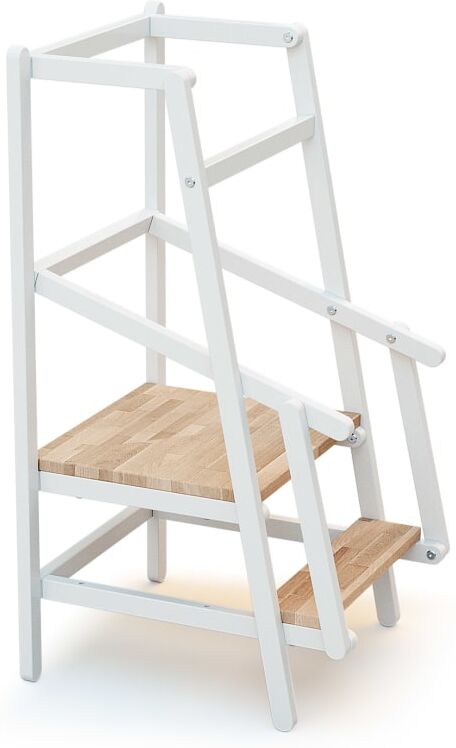 Jurababy Tour d'observation/apprentissage enfant en bois blanc et hêtre verni Blanc 44x90x49cm