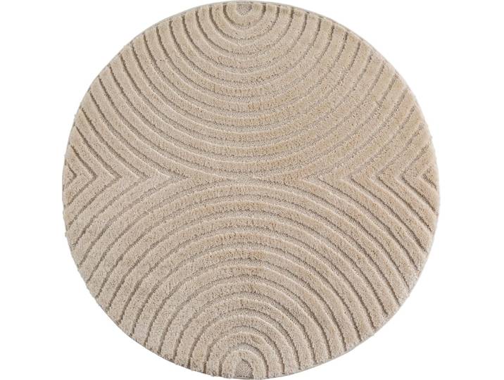 Tapis à reliefs géométriques beige-rond d200 cm
