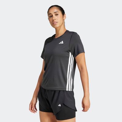 T-Shirt ADIDAS PERFORMANCE "TRAIN ESSENTIALS 3-STREIFEN WORKOUT", Damen, Gr. M, schwarz-weiß (schwarz, weiß), Obermaterial: 93% Polyester, 7% Elasthan, Shirts T-Shirt, sportlicher Stil, für Sport, Alltag und Freizeit