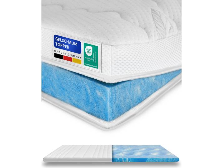 AM Qualitätsmatratzen Premium Gelschaum-Topper 90x190 cm 6 cm Höhe Matratzentopper 90/190 Gel Topper