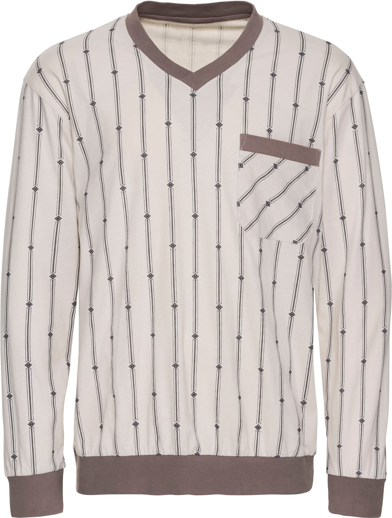 Schlafanzug KINGS CLUB, Herren, Gr. 56/58, beige (natur, braun), 100% Baumwolle, Homewear-Sets Schlafanzug natur, braun 56/58