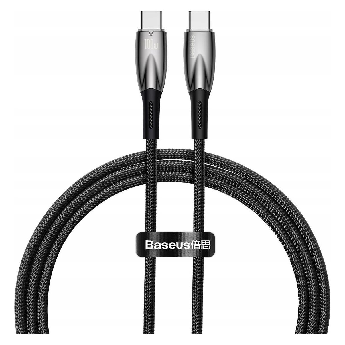 Baseus USB-C cable for USB-C Glimmer Series, 100W, 1m (Black) (1 m, USB 2.0, 100 W) (CADH000701)