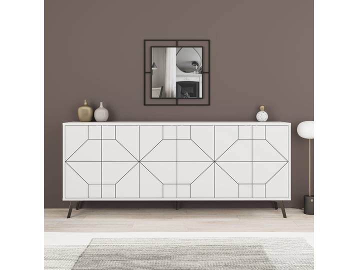 Skye Decor\, Dune- Dune 183 DTE\, Blanc\, Commodes\, 77\,4x184x35 cm\, 100% panneau de particules mélaminé