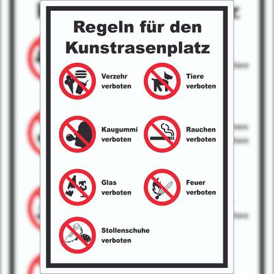 HB-Druck Aufkleber Regeln Kunstrasenplatz A8 (52x74mm)