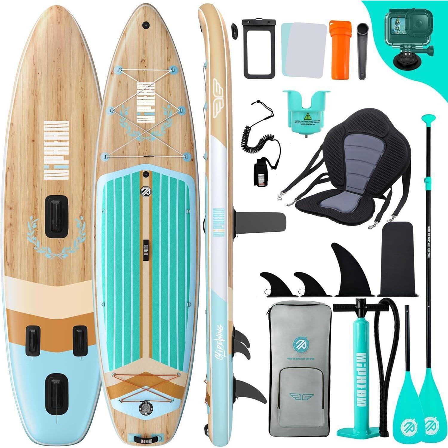 Stand Up Paddling Board für 2+1 Personen, Anfängergeeignet, mit Balancierflügel, 335x83x15cm, inkl. Zubehör