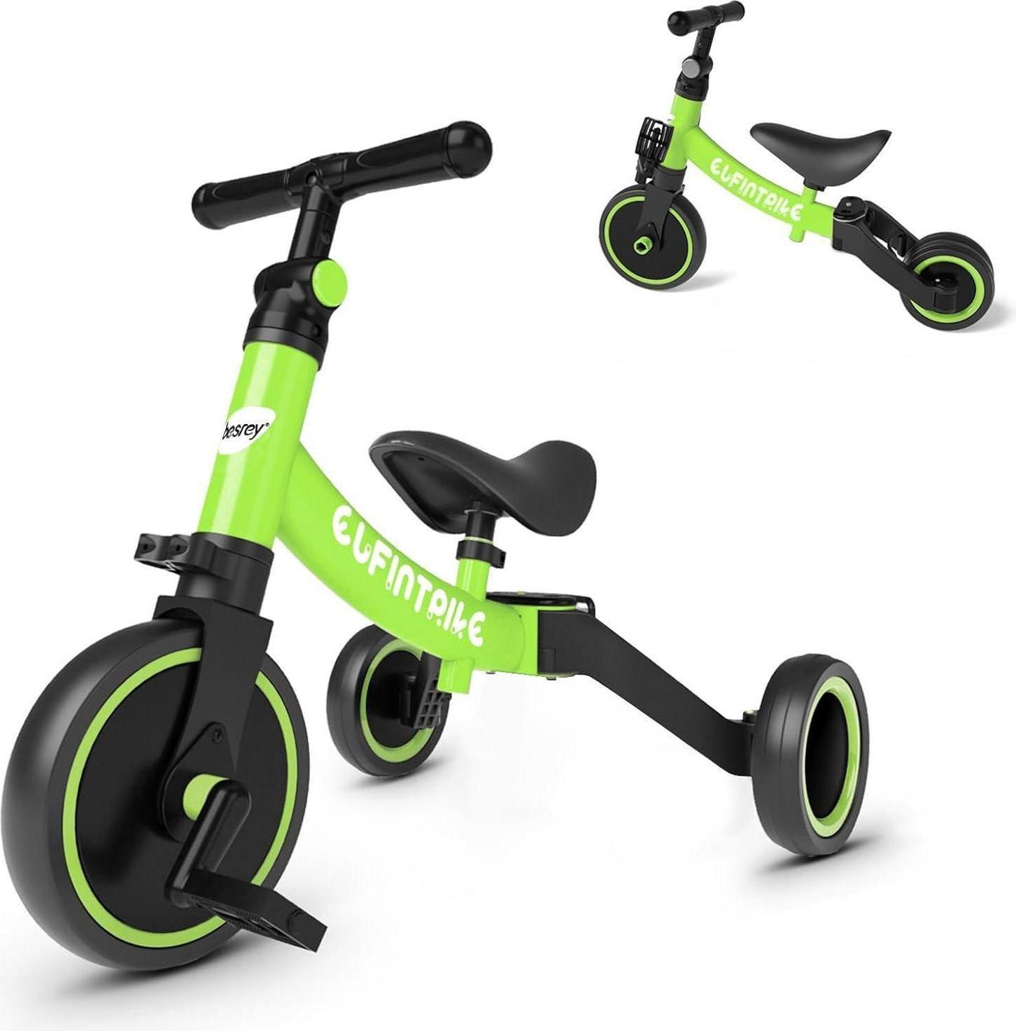 Besrey 5-in-1 kinderloopfiets en driewieler, groen, 1-4 jaar