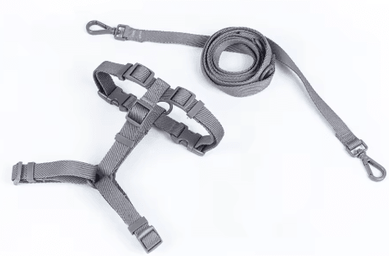 Inspire Picks Macaron Dual Head Pet Harness & Leash Set Adjustable Vest For Small & Medium Dogs gray l