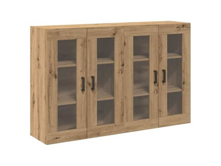 HKTMGDNG Wandschrank 2er-Set Glas Artisan-Eiche 69,5x34x90 cm Zweitürige Hängevitrine für Wohnzimmer oder Essbereich mit Regalböden für staubgeschützte Aufbewahrung und Dekoration.