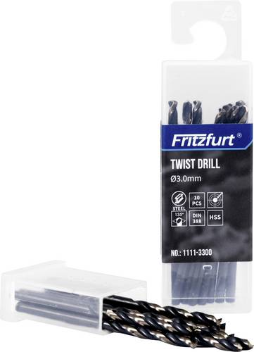 FRITZFURT 1111-3250 Metall-Spiralbohrer 10teilig 2.5mm Gesamtlänge 57mm korrosionsbeständig DIN 338 Zylinderschaft 10St.