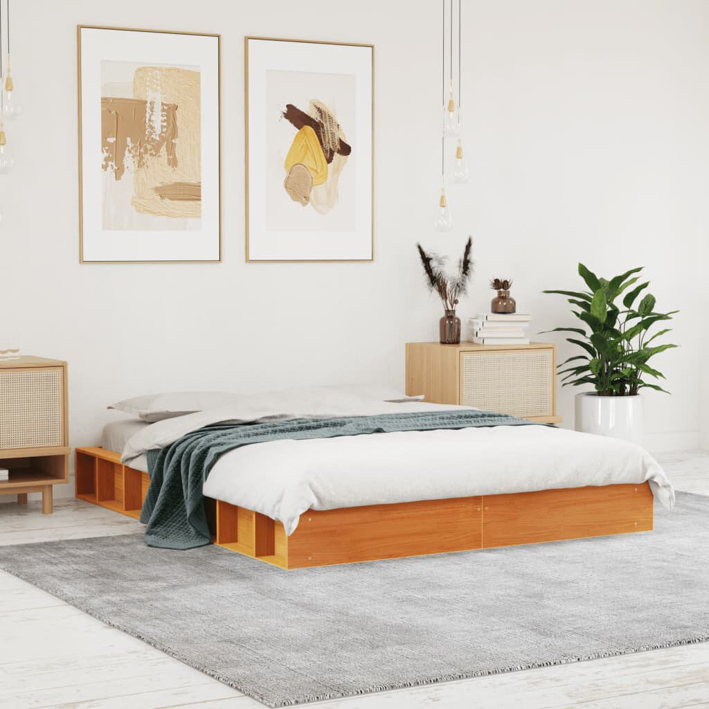 Union Rustic Friona Wood Platform Bed Wax Brown Small Double (4')