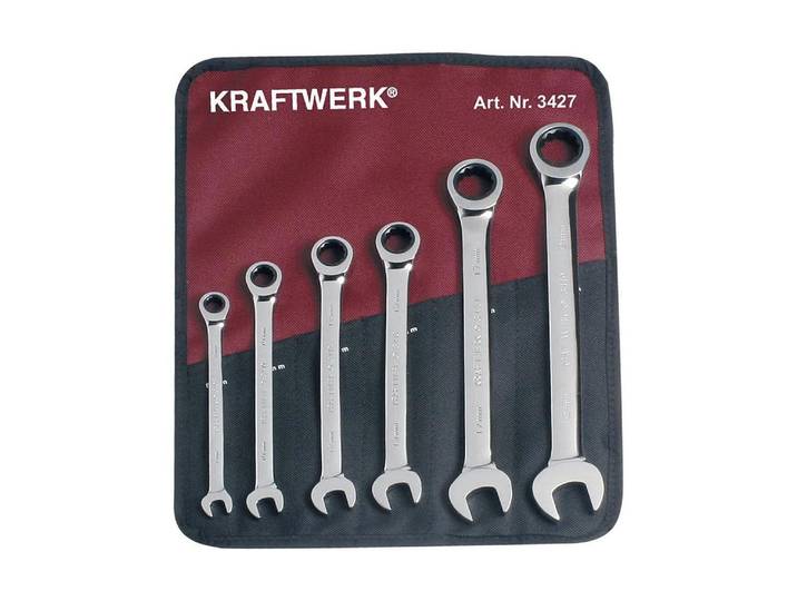 Ratschenringschlüssel KRAFTWERK 8 - 19 mm, 6-teilig , silber (silberfarben), Schraubenschlüssel, Ratschenringschlüssel
