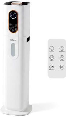 Costway 2.4 Gal Cool Mist Humidifier with 3 Mist Levels Remote Control and Essential Oil Diffuser for Plants-White