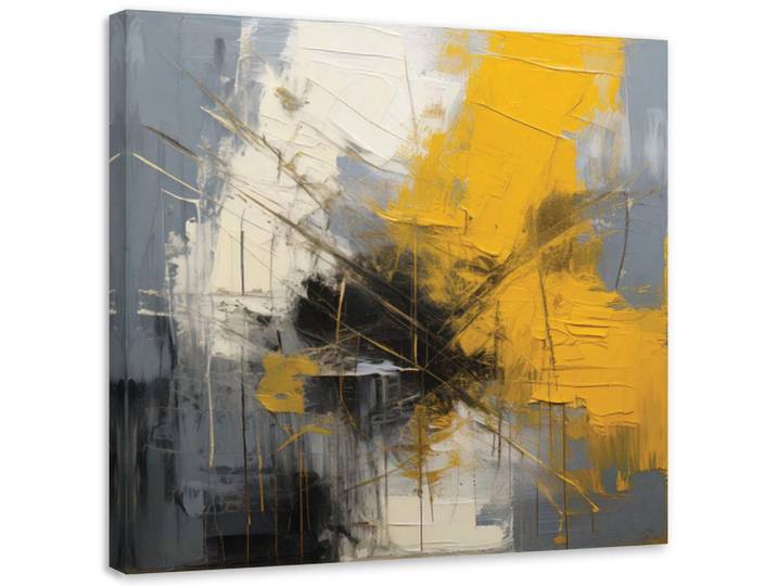 Feeby Leinwandbild Abstraktion Impressionismus Gold Modern 50x50cm, Goldfarben, Quadratisch, 50x50 cm, Bilder & Rahmen, Bilder, Leinwandbilder