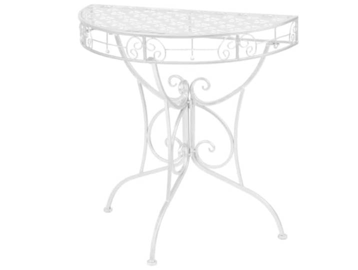 TEKGHUT Halbrunder Beistelltisch Vintage-Stil Metall 72x36x74 cm Silber Robuste Metallkonstruktion, ke Verzierungen, platzsparendes Format, mit Wandhalterung für Stabilität, vielseitig nutzbar