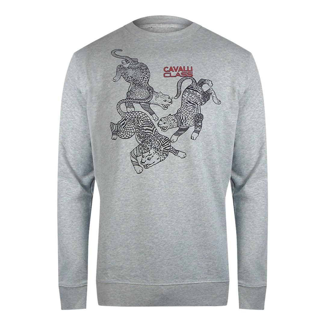 Cavalli Class Paisley Leopards Design Grijs Sweatshirt