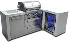 Mont Alpi MAi400-D90FC 4-Burner L-Shaped 90° Corner Deluxe Stainless Steel Outdoor Kitchen Island Gas Grill with Refrigerator