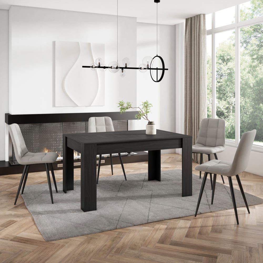 Skraut home Table à manger effet bois noir 140x90x76cm Noir 140x76x90cm