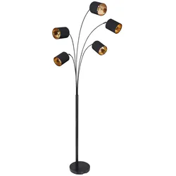 Steh Lampe Ess Zimmer Textil Stand Leuchte Decken Fluter beweglich SCHWARZ GOLD im Set inkl. LED Leuchtmittel