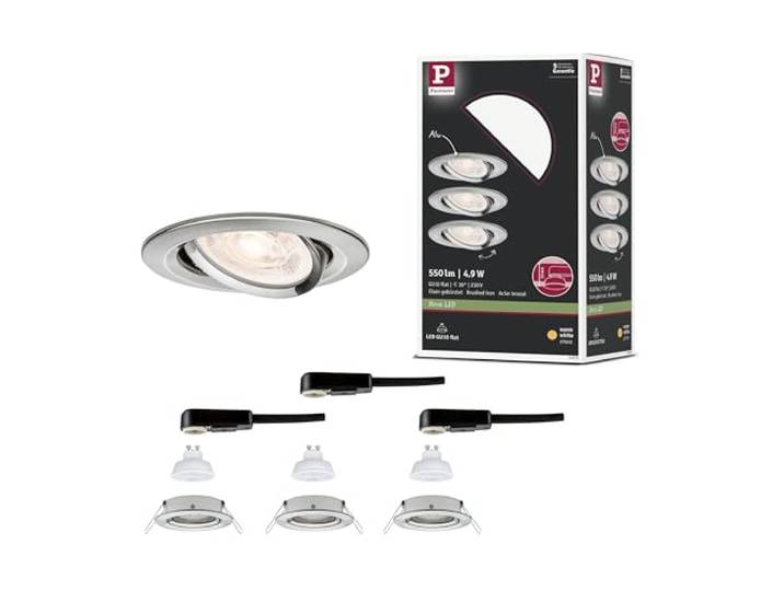 Paulmann LED Spots encastrés Nova GU10 Flat orientable 3x4\,9W 3x550lm 230V 2700K acier brossé 92272