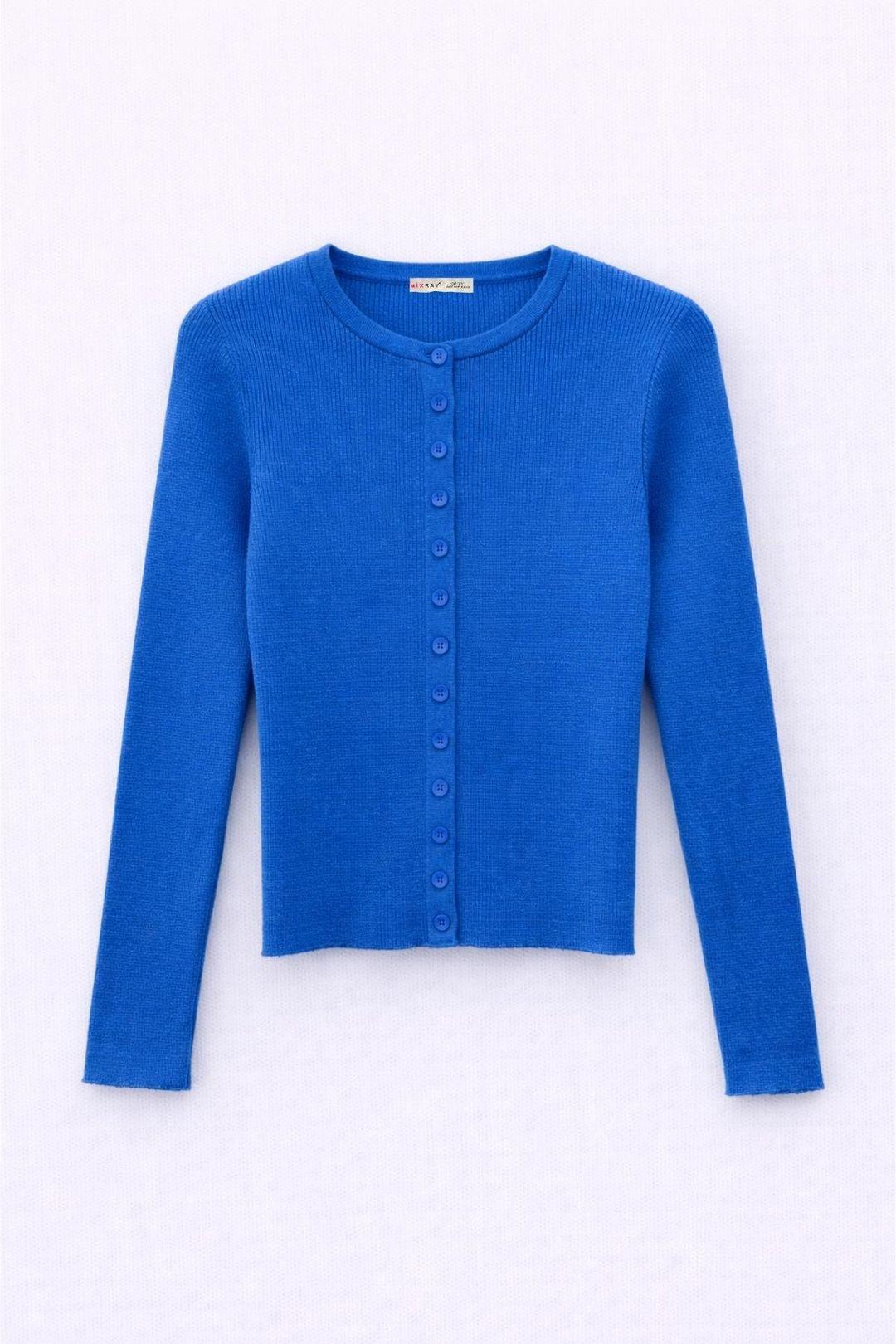 Knopfverschluss Slim Fit Rippstrick-Cardigan