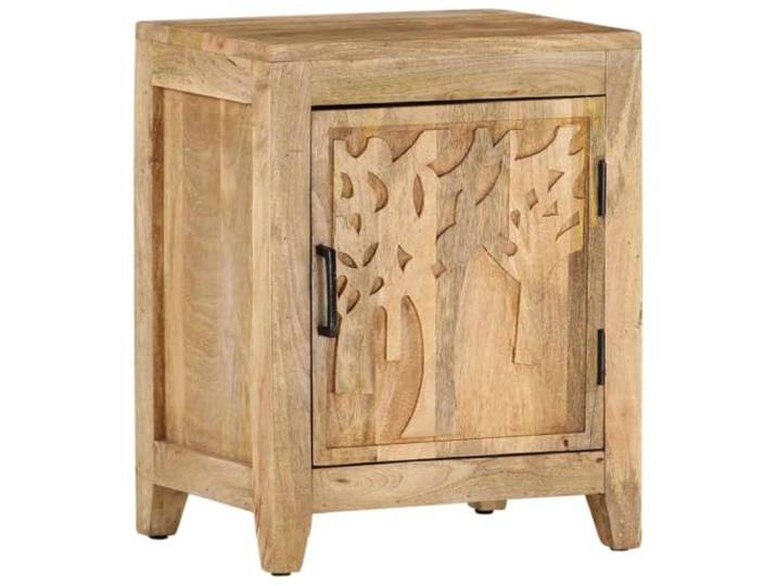 Heofavd Nachttisch 40x30x50 cm Massivholz Mango Beistelltisch