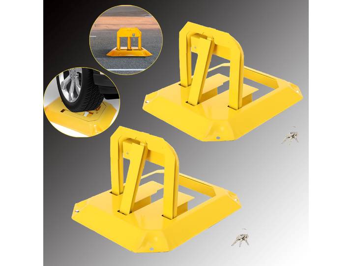 Barrière de stationnement pliante pour voiture, 2 pièces, avec clés, verrouillage manuel pour espace de stationnement, bloqueur de stationnement Anti-collision, Orange
