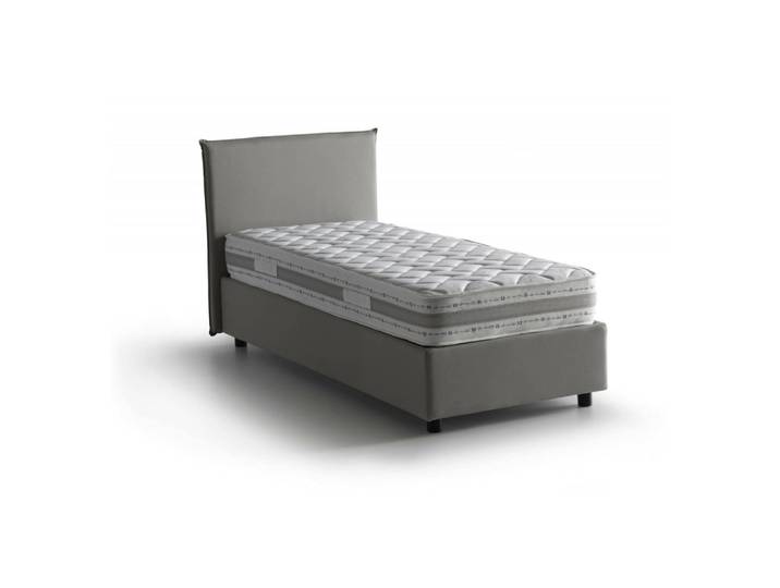 Lit simple en tissu gris 90x200 cm