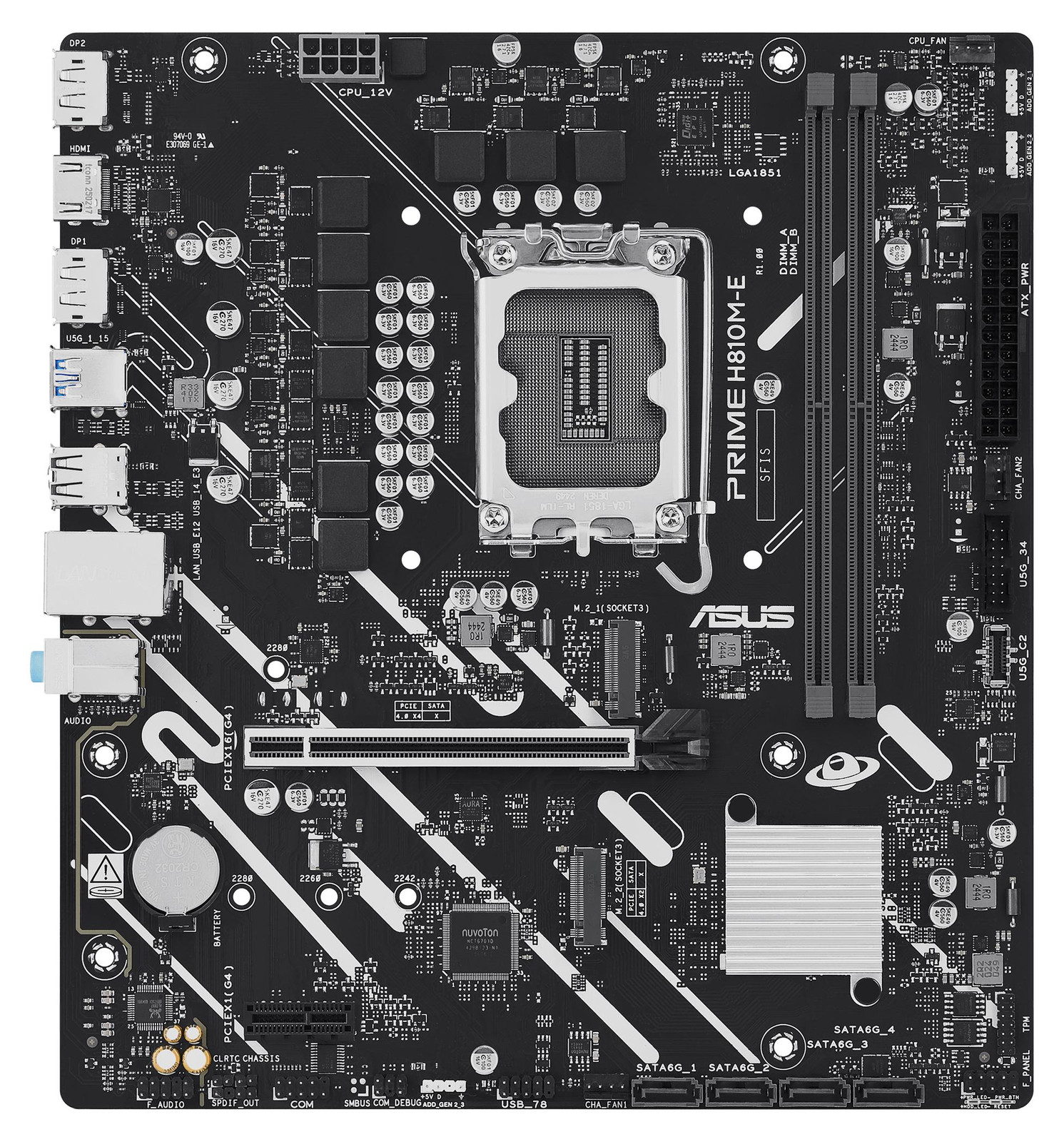Asus PRIME H810M-E-CSM Moederbord micro ATX LGA1851 H810 chipset USB-C 3.2 Gen 1 Gigabit LAN