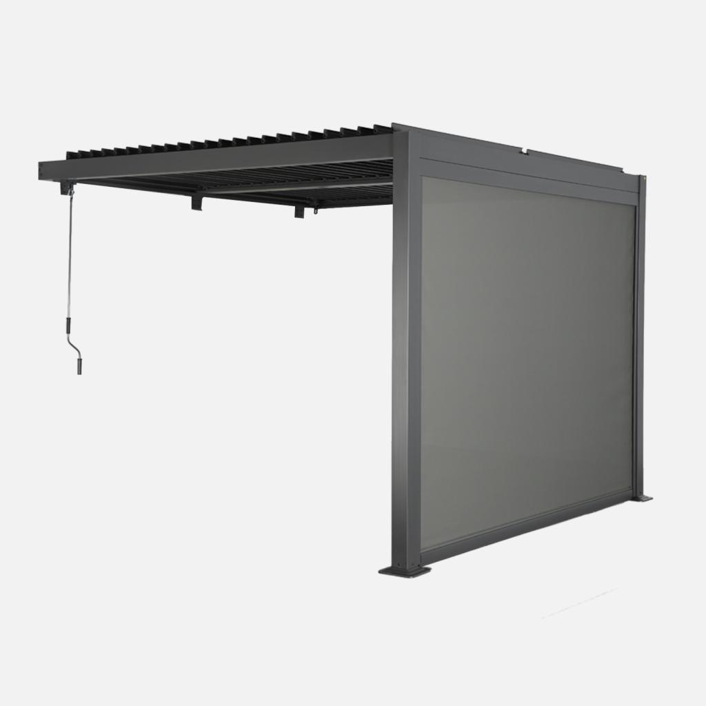 sweeek - Wand Pergola Palace 3x3m mit Lamellendach + 1 Markise 3m - Anthrazit