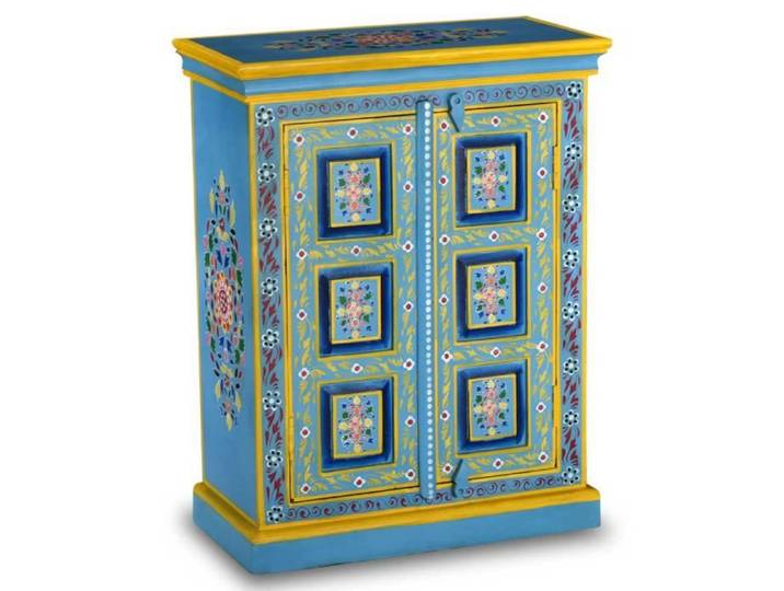 XIA Buffet Bois massif de manguier Peinture manuelle turquoise