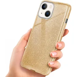 iPhone 13 Hülle Glitzer Gold – ONEFLOW Glitter Case, 3in1 Silikon, Funkelnd, Stoßfest, Dünn, Shine-Gold