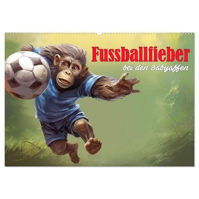 Fußballfieber bei den Babyaffen (Wandkalender 2027 DIN A2 quer), CALVENDO Monatskalender