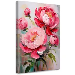 WANDBILD rosa pfingstrosen blumen pflanzen