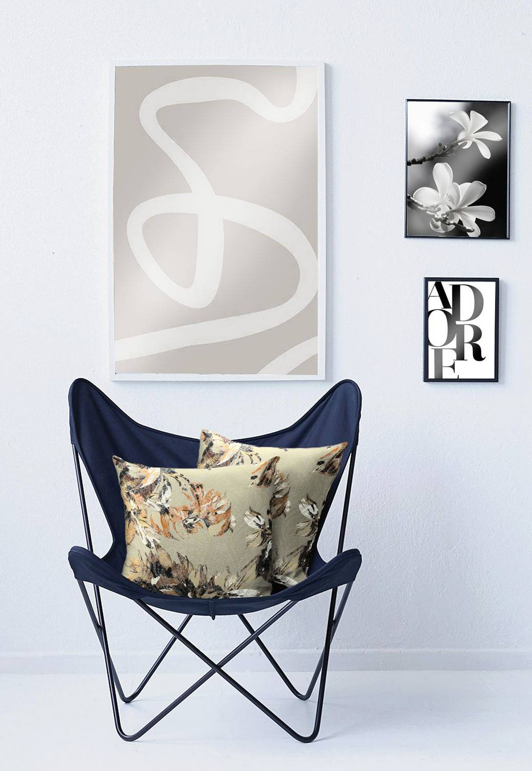 home24 Kussensloop Magali Bruin Beige met Bloemenmotief 46 x 46 cm 100% Polyester